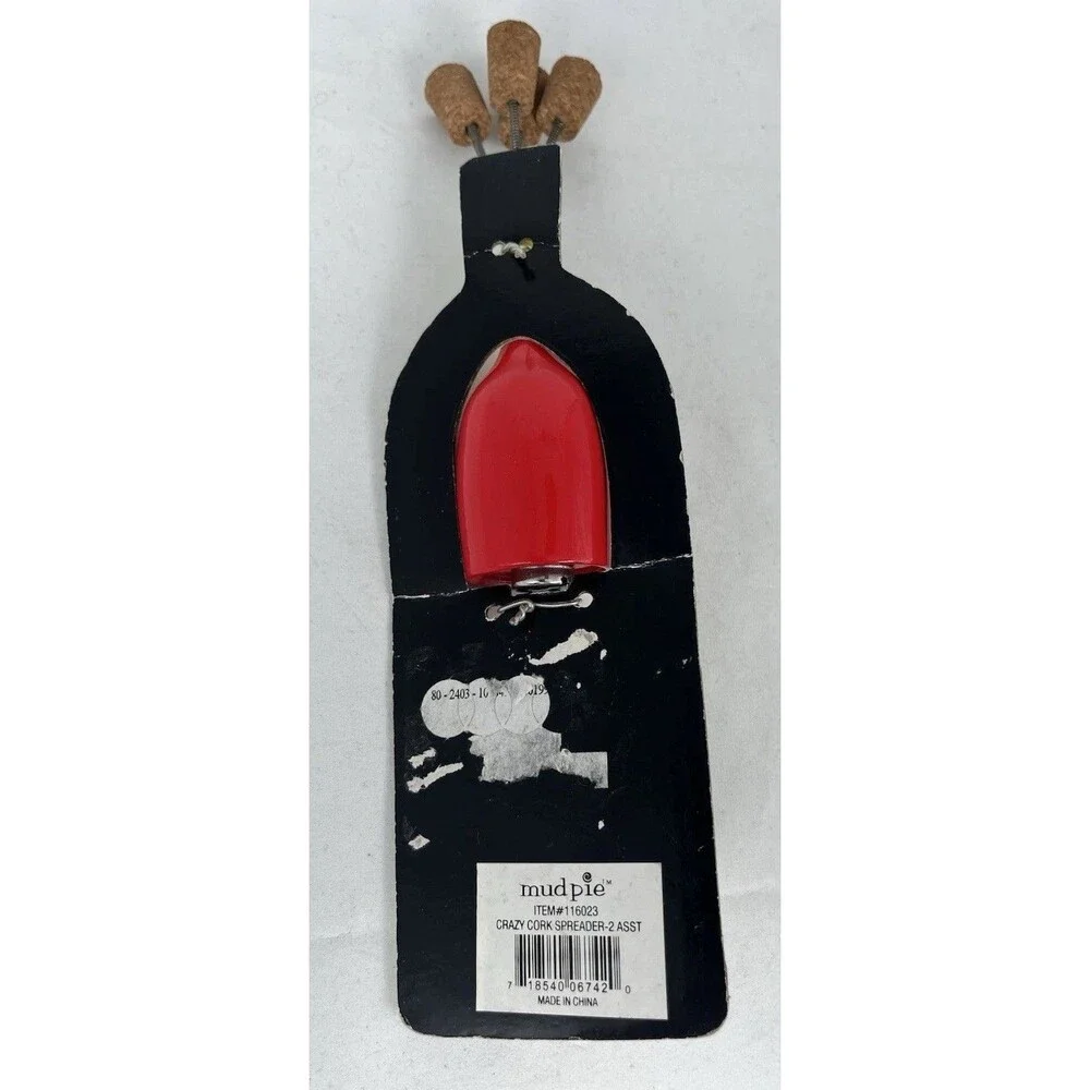 Mud Pie Crazy Cork Spreader Knife Vino Ceramic Metal Cork NWT